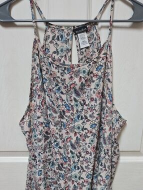 Zenobia Cream Floral Spaghetti-Strap Camisole with Blue & Pink Accents